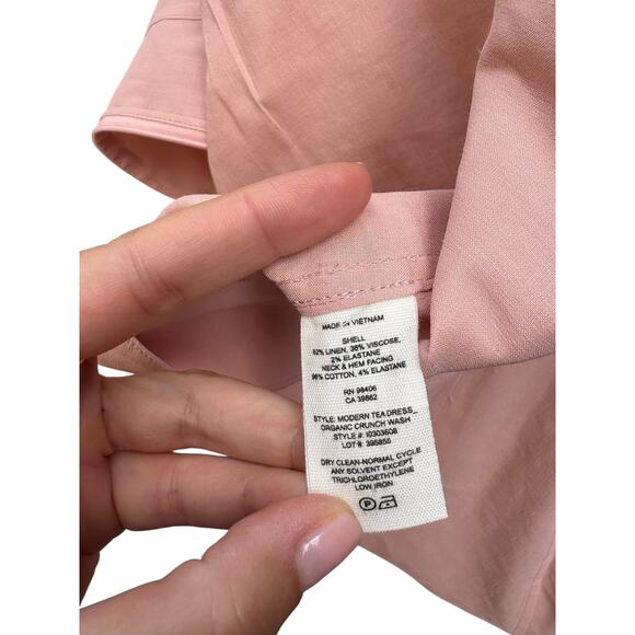 Theory Modern Tea Organic Linen Crunch Wash Dress Pink Ballet - 6 - Picture 8 of 8